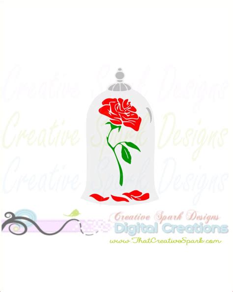 Beauty and the Beast Enchanted Rose Layered SVG DXF PNG for - Etsy