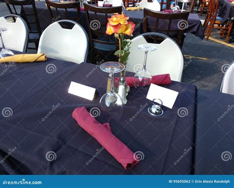 Dining Table Reserved At An Outdoor Restaurant Stock Photo Image Of