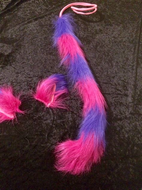 Cheshire Cat Ears And Tail Set Fluffy Festival Rave Cosplay Etsy