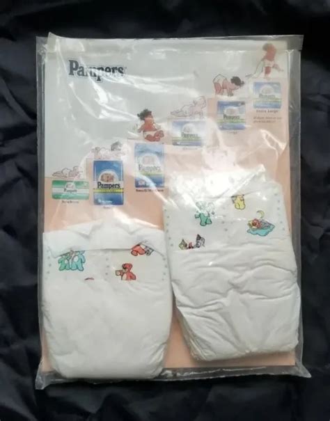 2 Vintage Pampers Baby Diapers Plastic Backed Newborn With Chilbirth