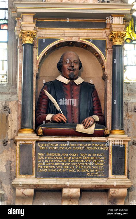 william shakespeare bust in holy trinity church stratford upon avon warwickshire england uk