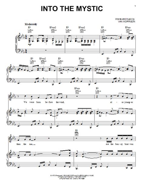 Into The Mystic Sheet Music Van Morrison Piano Vocal And Guitar