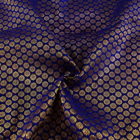 Brocade Art Silk Navy Blue Fabric By The Yard Home Decor Solid Etsy
