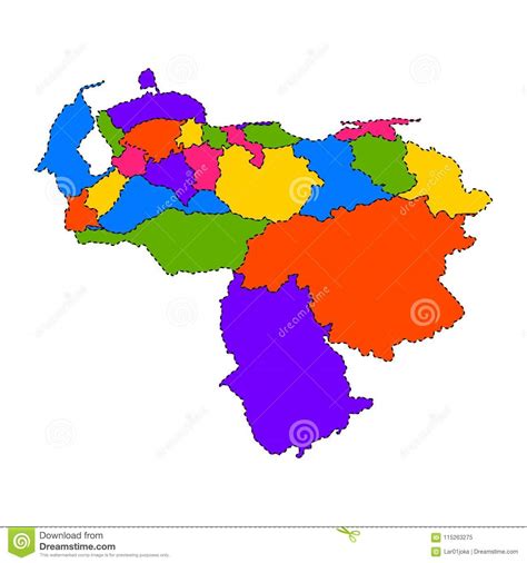 Political Map Of Venezuela Stock Vector Illustration Of Border 115263275