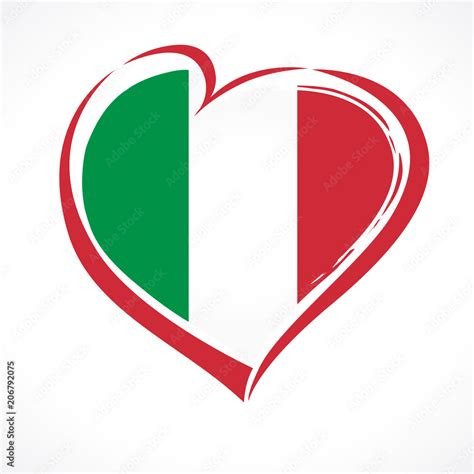 love italy heart emblem national flag colored flag of italy with heart shape for italian
