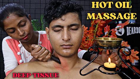Hot Oil Body Massage By Barber Girl Deep Tissue Massage With Hot Oil Finger Cracking Asmr