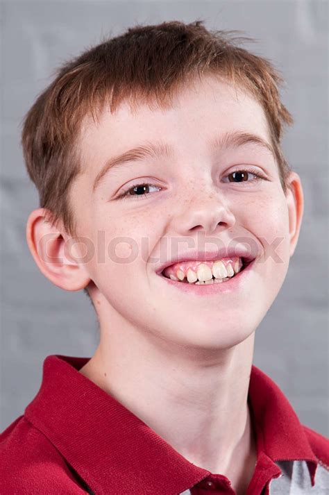 Portrait Of Smiling Boy 10 Years Stock Image Colourbox