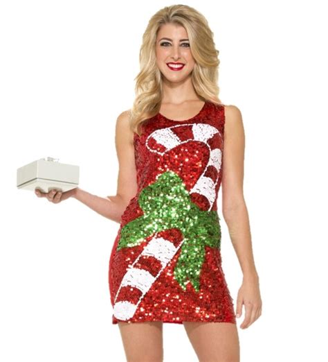 sexy mrs candy cane sequins costume fancy dress christmas women candy red new ebay