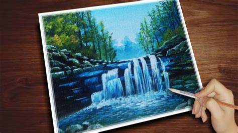 Daily Art 16 Beautiful Waterfall Acrylic Painting Waterfall