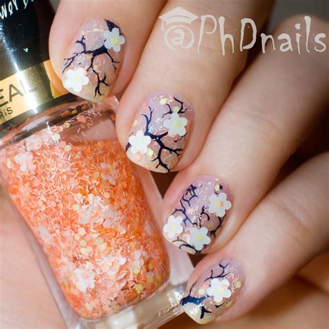 Phd Nails 40 Great Nail Art Ideas Spring Sakura Glitter Placement And