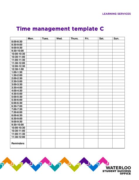 Time Management Tracking Sheet Template Waterloo Student Success