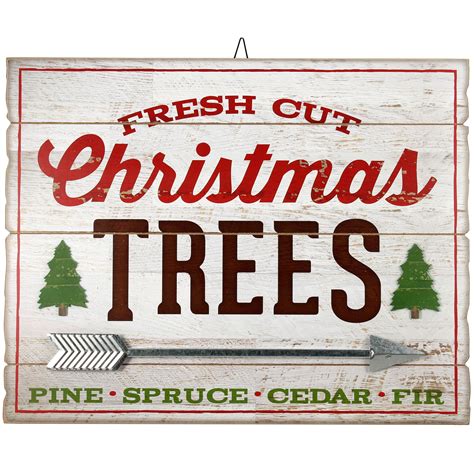 Holiday Time Christmas Trees Distressed Wood Sign 23 X 18 Inch