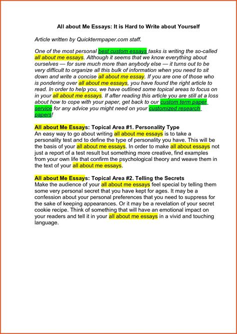 021 Nice All About Me Resume For Your Myself Essay Sample Of ~ Thatsnotus