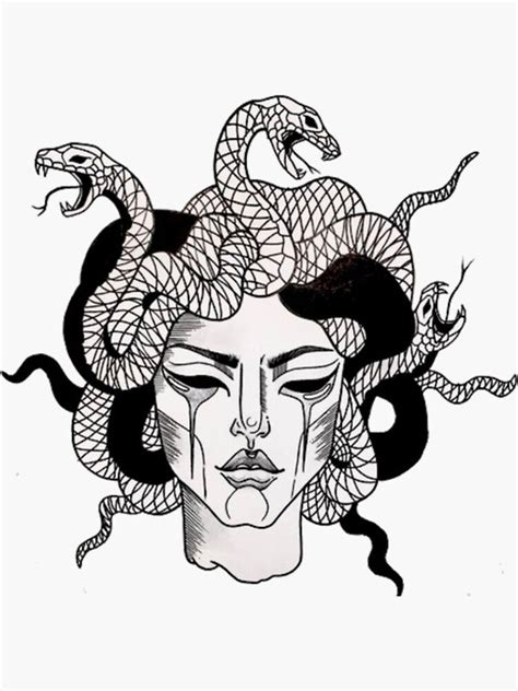 Medusa Sticker By Claire Nadeau Line Art Drawings Pieces Tattoo Medusa