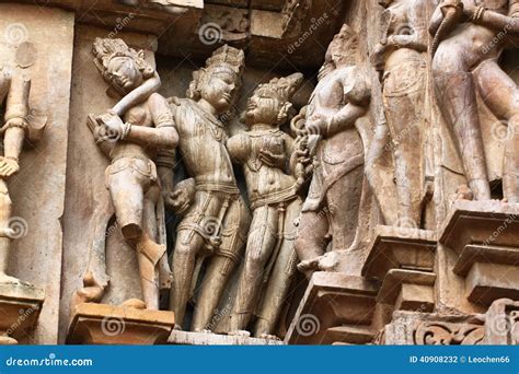 Khajuraho Temples And Their Erotic Sculptures India Stock Photo Image Of Hindu Temples