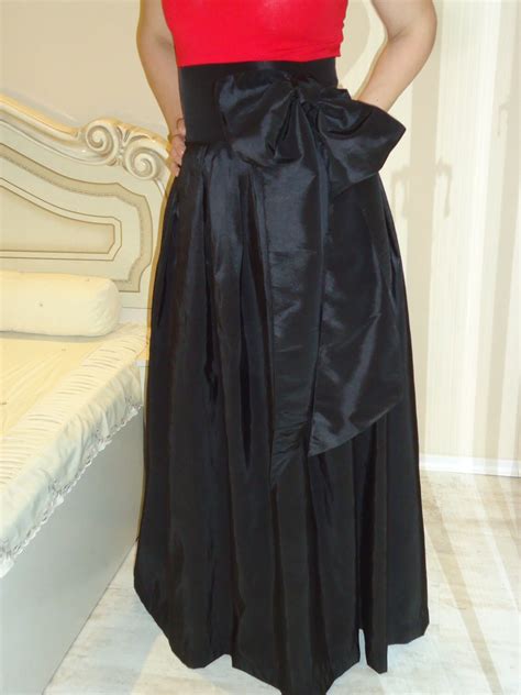 Black Taffeta Wide Skirtevening Long Skirtparty Etsy