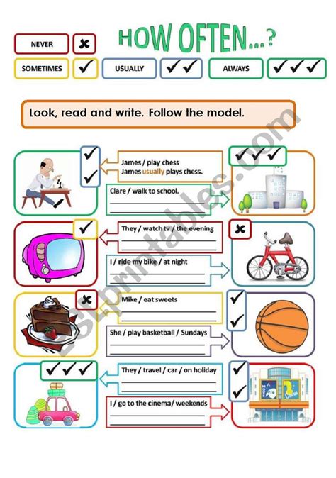 Board Game How Often English Esl Worksheets For