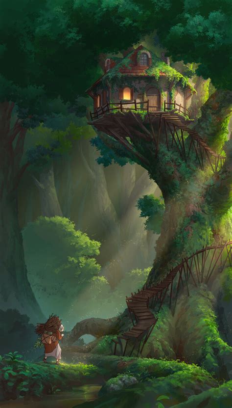 Artstation Treehouse Nathan Park Fantasy Landscape Fantasy