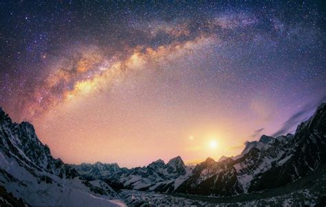 Landscape Nature Milky Way Galaxy Mountain Snow Himalayas Nepal