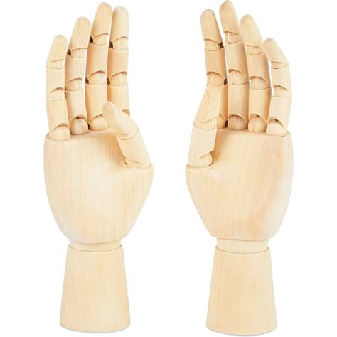 2 Pack Wooden Hand Model Posable Moveable Mannequin Left And Right For