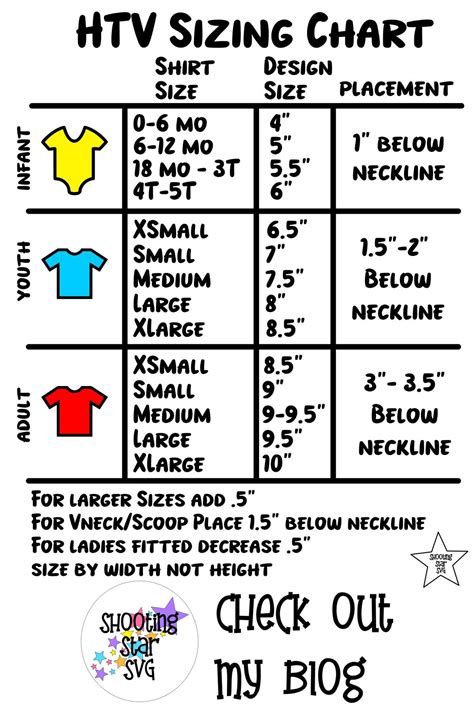 Cricut Sizing Chart For Shirts