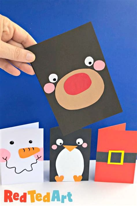 Super Simple Rudolph Christmas Card Design Red Ted Art Make