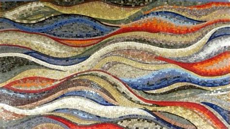 Colorful Wavy Shades Marble Mosaic Wallpaper Or Floor Art Mosaic