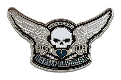Harley Davidson® 15 Inch Guardian Winged Skull Metal Pin Gloss