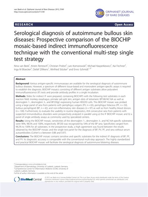 Pdf Serological Diagnosis Of Autoimmune Bullous Skin Diseases