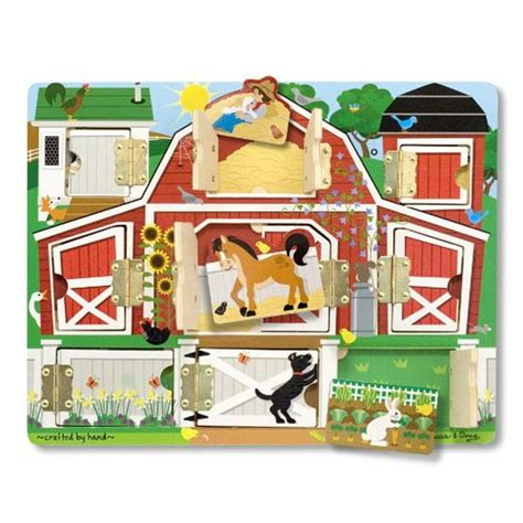 Melissa And Doug Hide And Seek Farm Wooden Activity Board With Barnyard