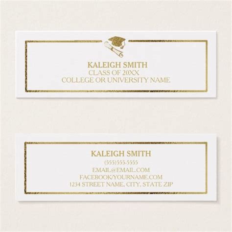 Custom White Gold Graduation Insert Name Card Gold
