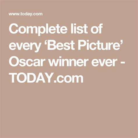 A List Of Every Best Picture Oscar Winner Ever Cool Pictures Oscar