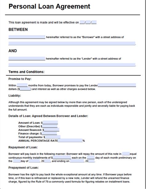 private loan agreement template  private loan