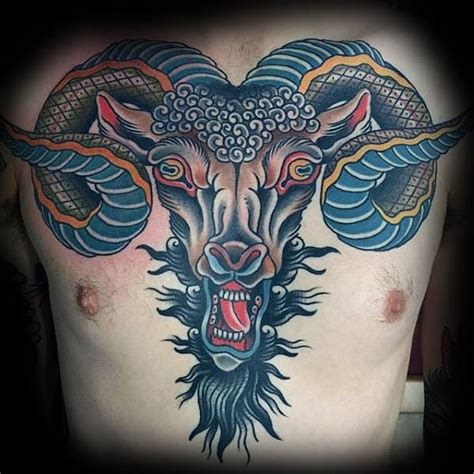 100 Goat Tattoo Designs For Men Ink Ideas With Horns Full Chest