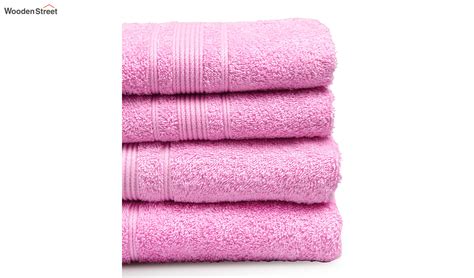 Buy Pink 500 Gsm Cotton Bath Towel Set Of 4 At 57 Off Online Wooden Street