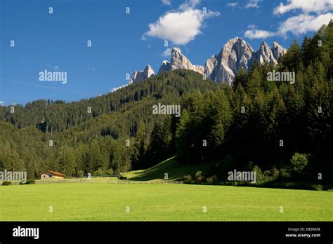 Meadow In Val Di Funes Valley Val Villnoss And The Odle In The