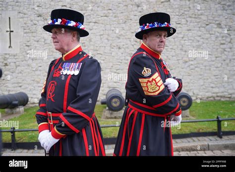 Yeoman Warders Also Known As Beefeaters In Their New Uniform For King