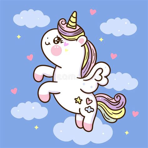 Cute Unicorn Pegasus Vector Fly On Sky With Heart Pony Cartoon Pastel