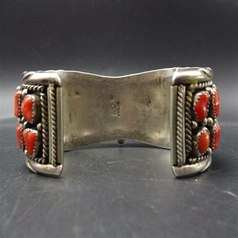Vintage Navajo Sterling Silver Old Red Med Coral Cluster Watch Etsy