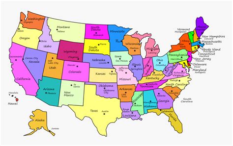 Cool Map Of North Map Of Usa With Names And Capitals Hd Png Download