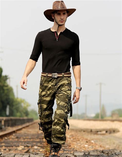 I have styled these cargo pants with elevated pieces: Top Design Fashion Men`s Army Style Trousers Camouflage ...