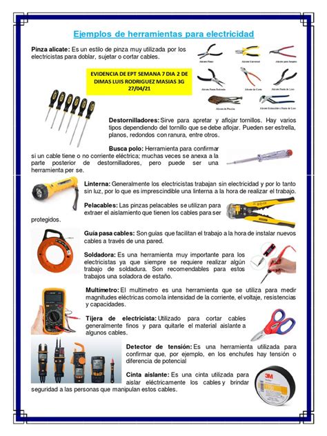 Ejemplos De Herramientas Para Electricidad Pdf Aislador