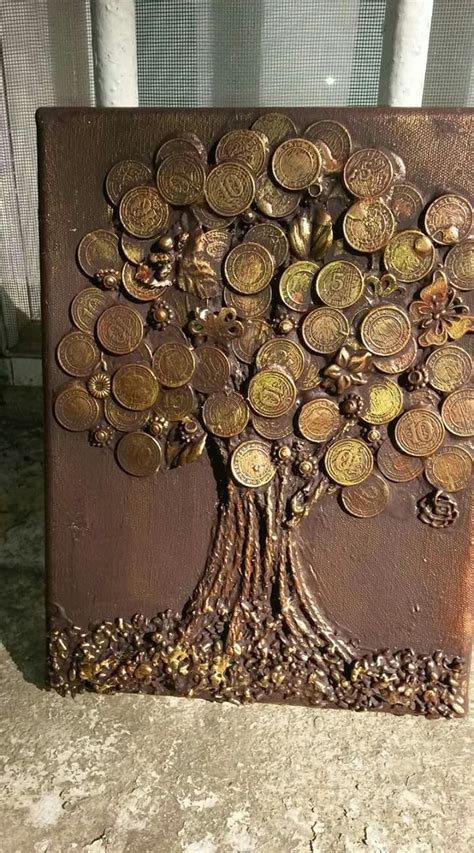 Art Made With Coins Coins Tree Coins Art Penny Art Cool Things To Make
