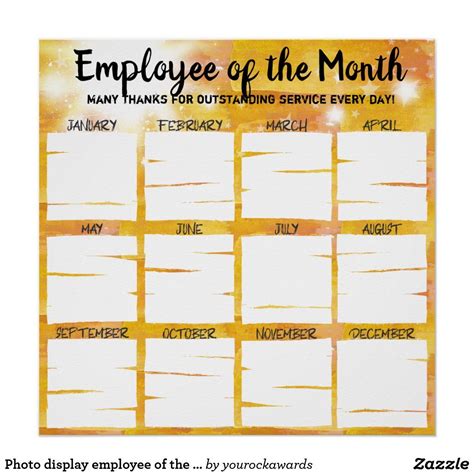 Photo Display Employee Of The Month Recognition Poster In