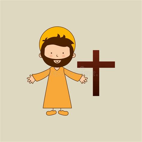 Jesus Christ Open Arms With Bible Design Stock Illustration