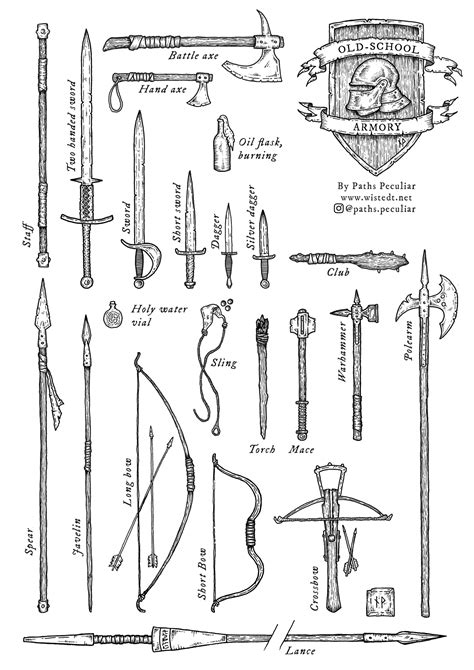 The Old School Armory Weapon Illustrations Paths Peculiar