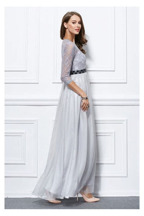 Lace Chiffon Sleeve Long Dress Ck Sheprom Com