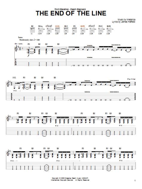 These are hard times, for every kind of man. The End Of The Line by Metallica - Easy Guitar Tab ...