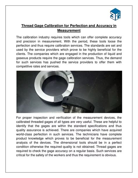 Ppt Thread Gage Calibration For Perfection And Accuracy In