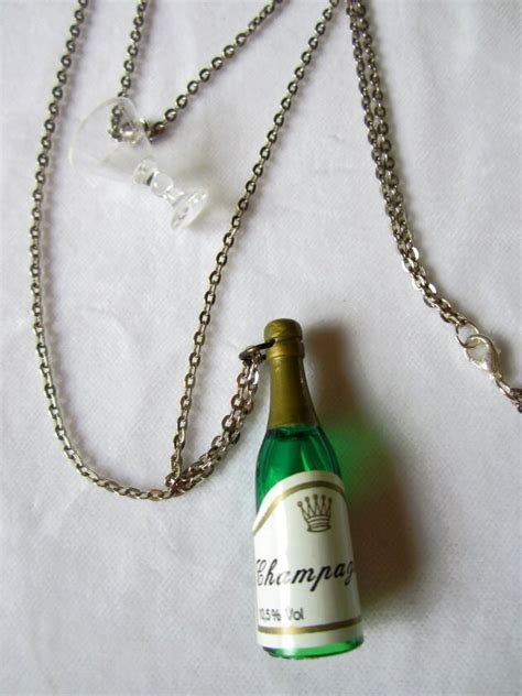 Champagne Necklace Wine Bottle And Glass Pendant With Double